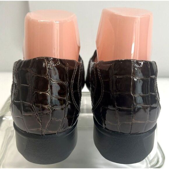 Clarks Womens 8 M Brown Croc Patent Leather Loafter Slip On 26102166 $125.00 - Picture 4 of 11